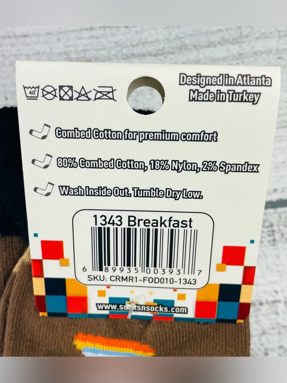 Socks n Socks Mens One Size Breakfast Food Theme Crew Socks - NEW